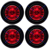 2.5" Red/Amber 12 Led Round Side Marker Clearance Lights Grommet Flush Mount, Sealed Truck Trailer with Reflex Lens, IP67 Waterproof- Super Bright DOT SAE P2 FMVSS 180